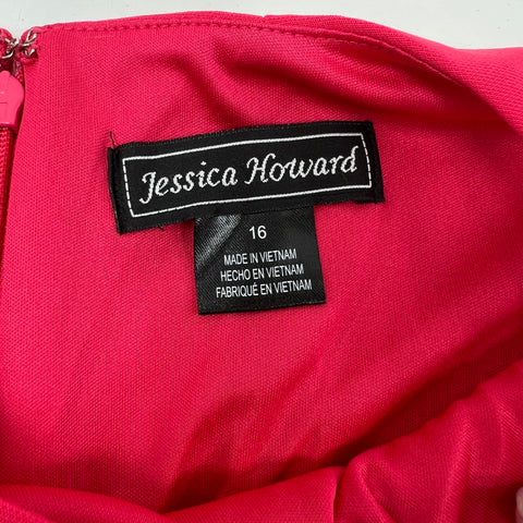 Jessica Howard Pink Eyelet Cutout Hem A-Line Dress Women's 16 NWT