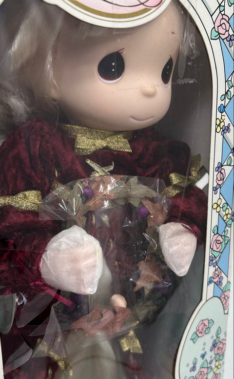 Vintage 1992 RoseArt Precious Moments Dolls Lot of 2 Bride & Pink Dress 9" NIB