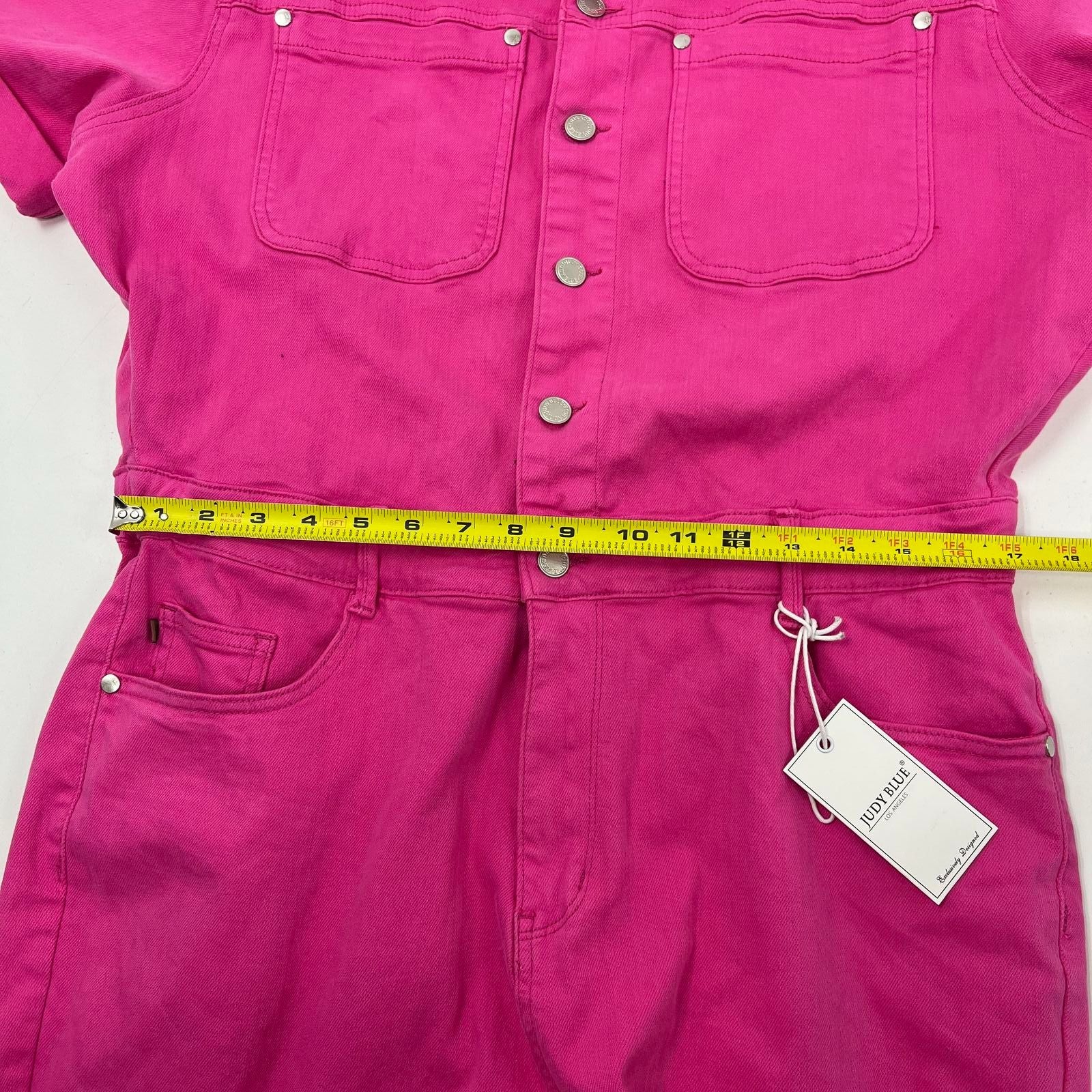 Judy Blue Garment Dyed Utility Flare Jumpsuit Hot Pink Women's Size 2XL NWT