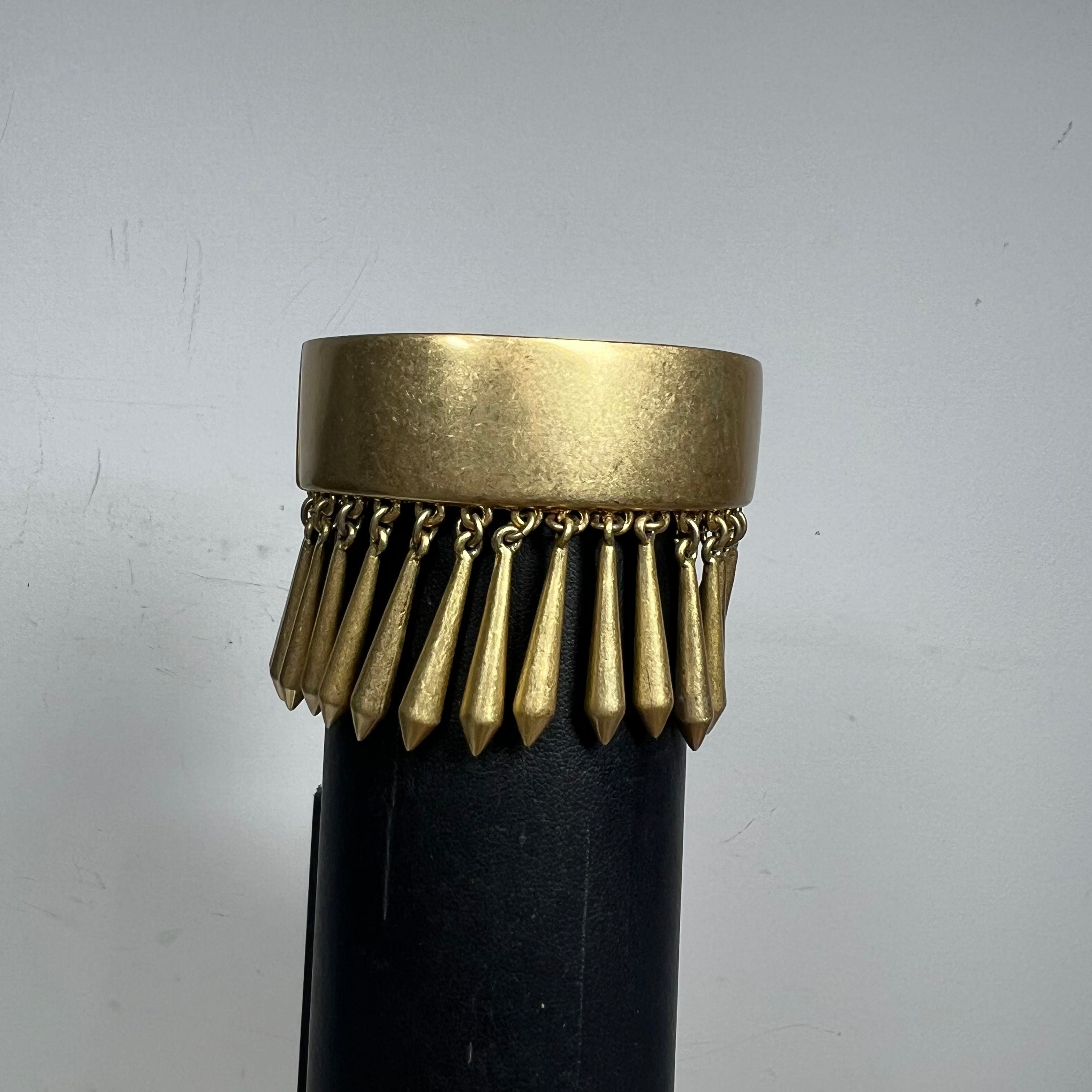 Lia Sophia Brushed Gold Tone Dangle Fringe Magnetic Closure Cuff Bracelet