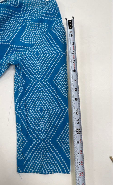 Anouk by Myntra Women's Blue Geometric Print Cotton Tassel Tie Neck Dress Sz S