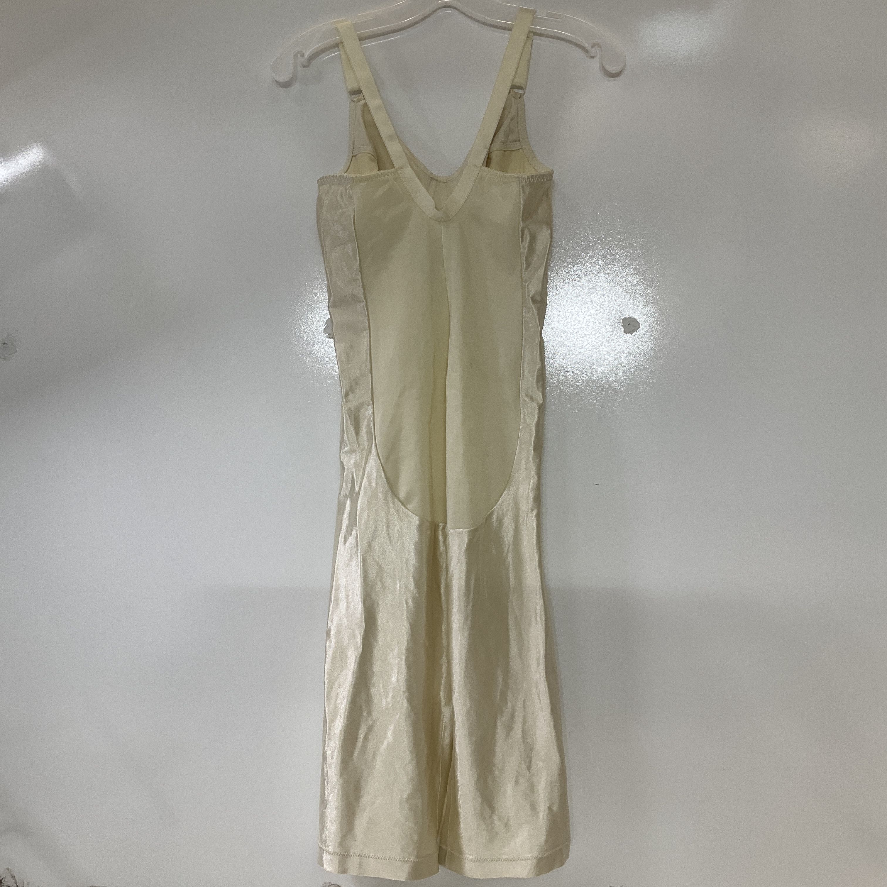Crown-ette 4423 Ivory All In One Shaper Full Slip Girdle Shiny Satin 36B Vintage