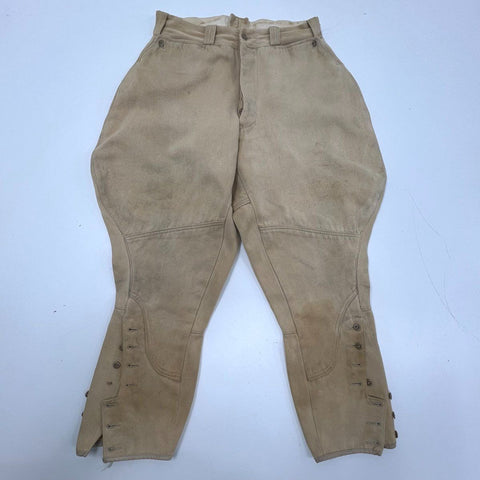 Vintage Women's Tan Whipcord Equestrian Riding Breeches Pants Button Fly Sz 25