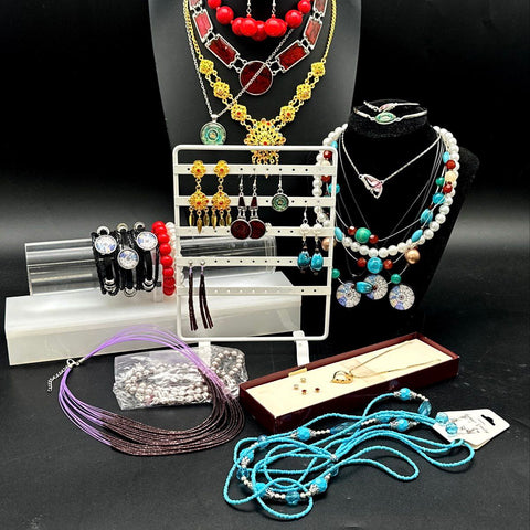 Mixed Costume Jewelry Lot 30+ Pcs Vintage Style Necklaces Bracelets Earrings