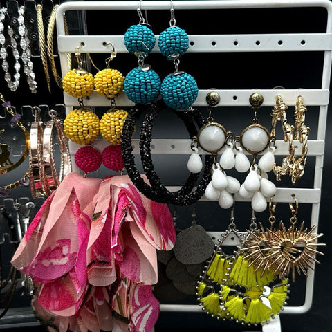 Mixed Fashion Earring Lot Vintage to Modern Hoop Dangle Beaded Tassel 25+ Pairs