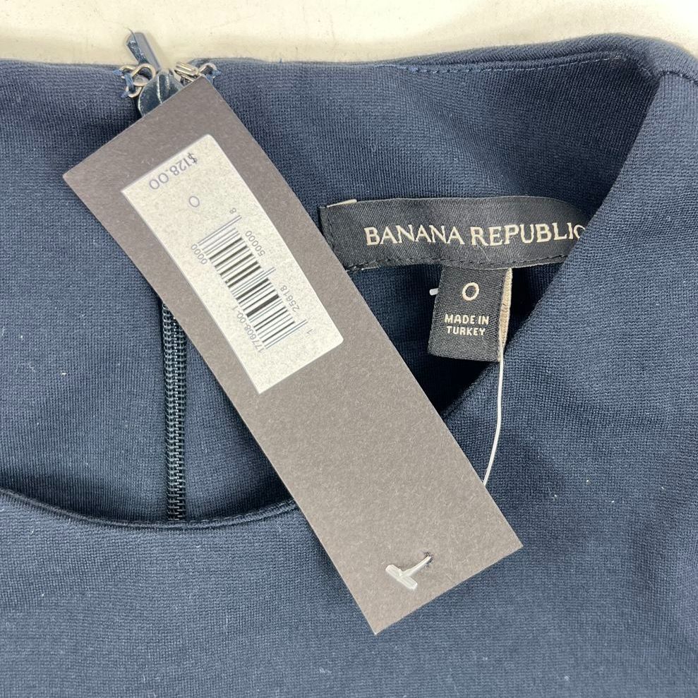NWT Women's Banana Republic Blue Ruffle Sleeve Fitted Back Zip Dress - Size 0
