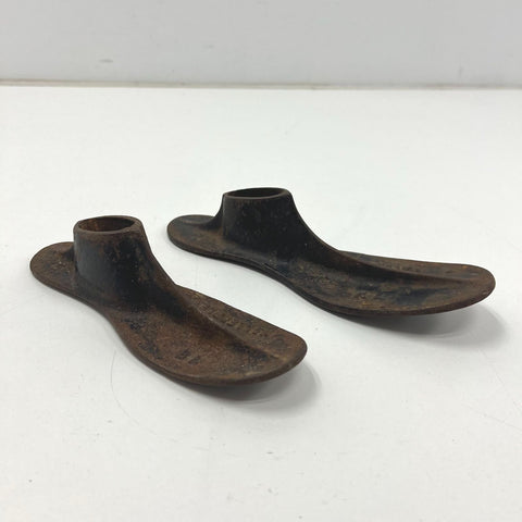 Antique Malleable Cast Iron Cobbler Shoe Lasts Forms Lot of 2 Rustic Decor 7L
