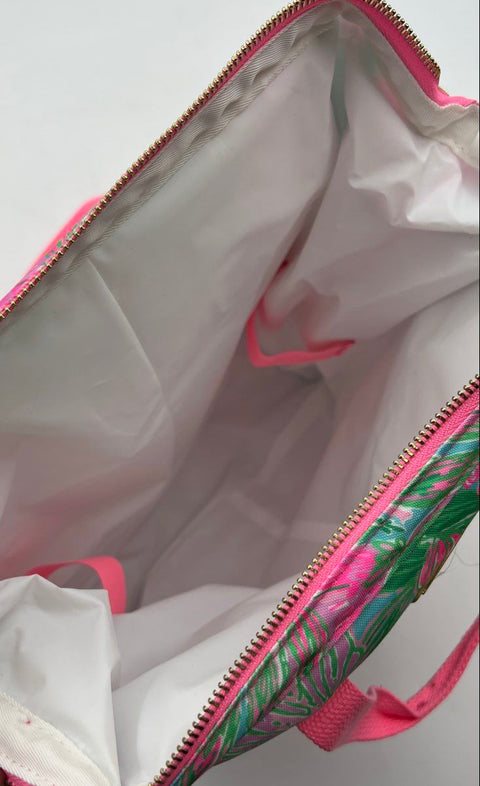 Lilly Pulitzer Pink Green Floral Insulated Cooler Bag Backpack Gold Hardware