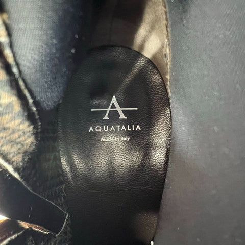 Aquatalia Faria Brown Suede Stretch Ankle Boots Block Heel Italy Size 8.5