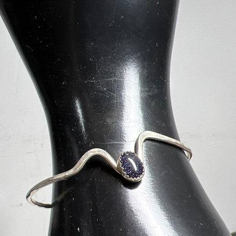 Sterling Silver Sparkling Purple Goldstone Bracelet 6g