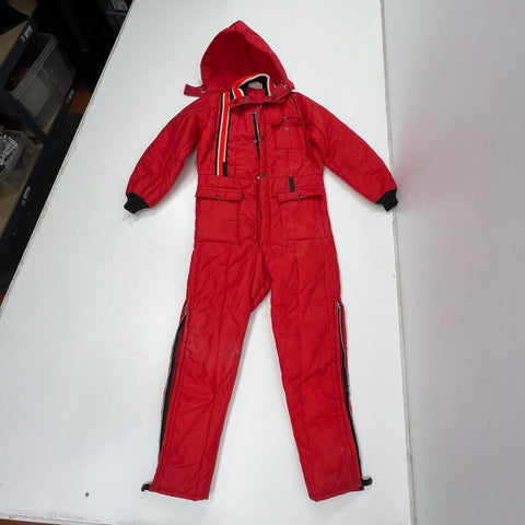 Vintage 70s Western Field Quilted Hooded One Piece Snowsuit Ski Suit Sz L