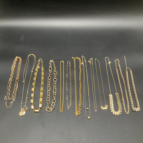 Mixed Gold Tone Fashion Necklace Jewelry Lot 13pc Curb Paperclip Rope 0.7 Lbs