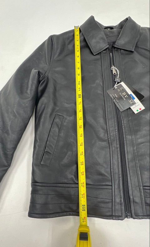 BV Clothing Men's Black Faux Leather Jacket Full Zip Size M NWT COA