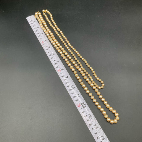 Vintage Marvella Faux Pearl Necklace Lot of 2 Hand Knotted Cream Graduated