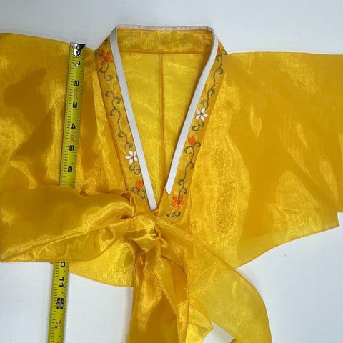 Unbranded Women's Yellow Korean Hanbok Dress Embroidered Floral 2-pc Set Sz L