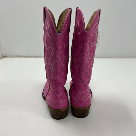 Roper Womens Pink Faux Suede Western Cowboy Boots Square Toe Size 7.5 NWT