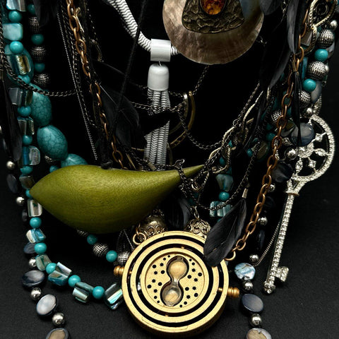 Mixed Fashion Necklace Jewelry Lot 15pc Boho Statement Time Turner Style Key