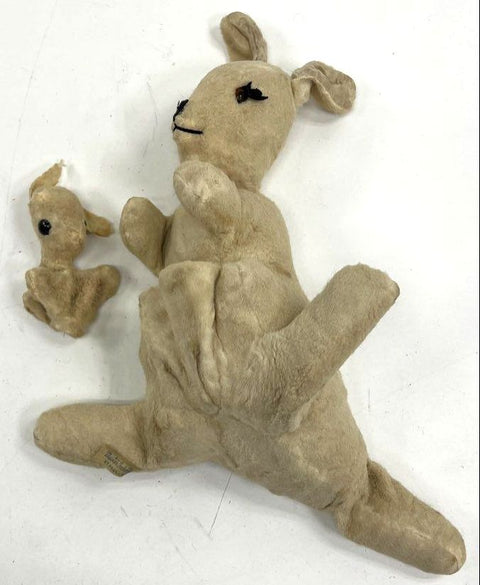 Vintage Plush Toy Lot Kangaroo Cloth Doll Bear Panda Puppet 5pc