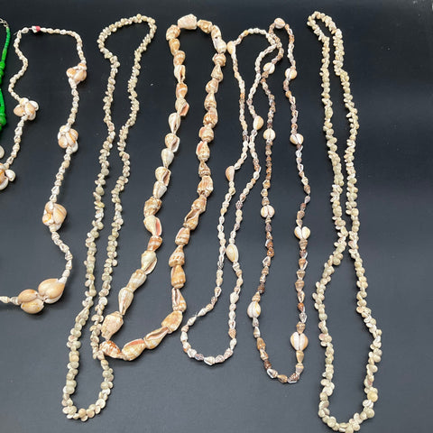 Vintage Natural Shell Jewelry Lot 7 Pcs Puka Cowrie Beach Boho Necklaces