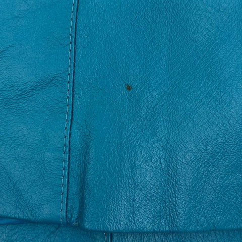 Vintage 80s Roaman's Teal Leather Double Breasted Coat Women's Plus