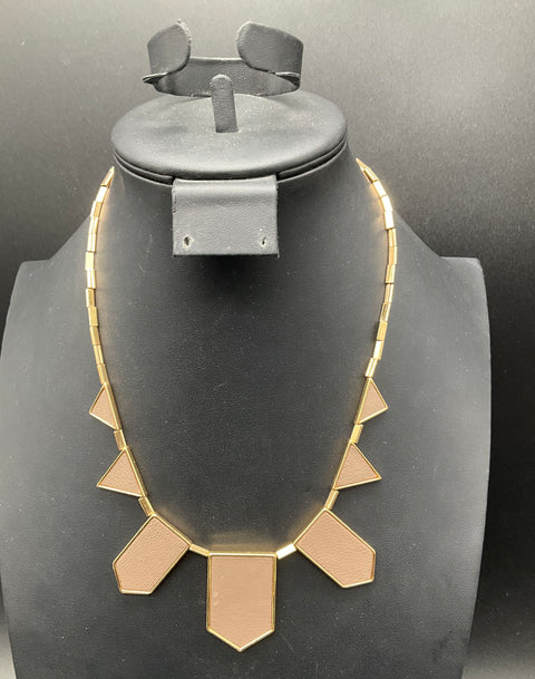 House of Harlow 1960 Gold Tone Geometric Leather & Pave Necklace Lot of 3