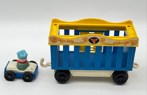 Vintage Circus Toy Train Lot 5 Pieces Animal Cage Car Figures Giraffe Monkey
