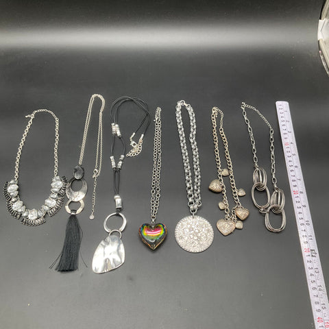 Chico's 1946 Fashion Jewelry Lot of 7 Necklaces Statement Tassel Heart Floral