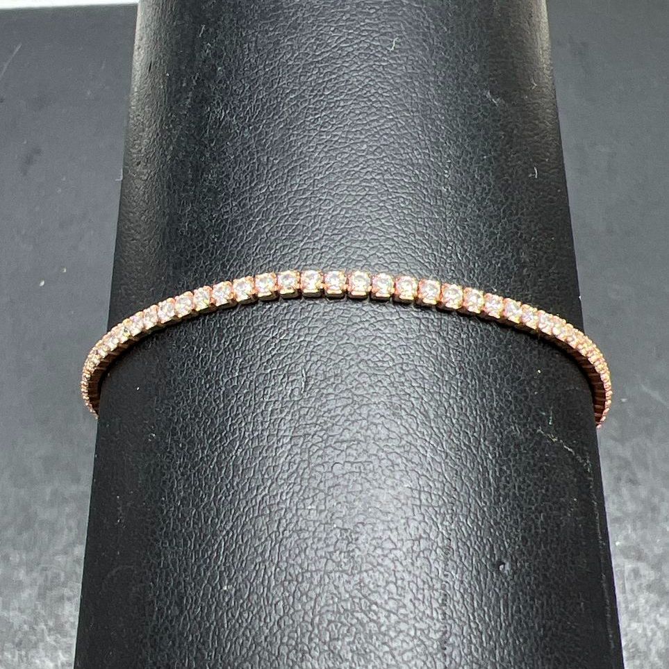 Rose Gold Tone Sterling Silver Tennis Bracelet