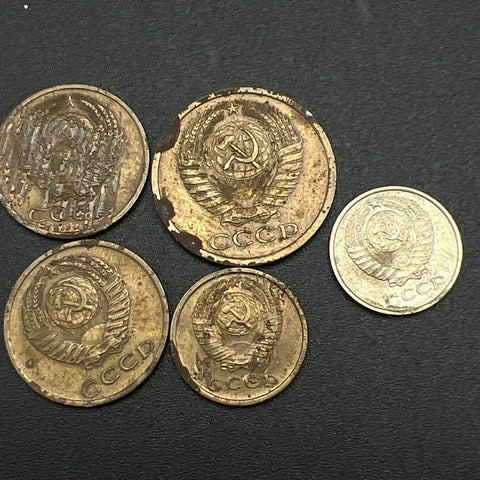 Vintage USSR CCCP Soviet Union Coin Lot 9 Pieces 1-10 Kopeks 1967-1974