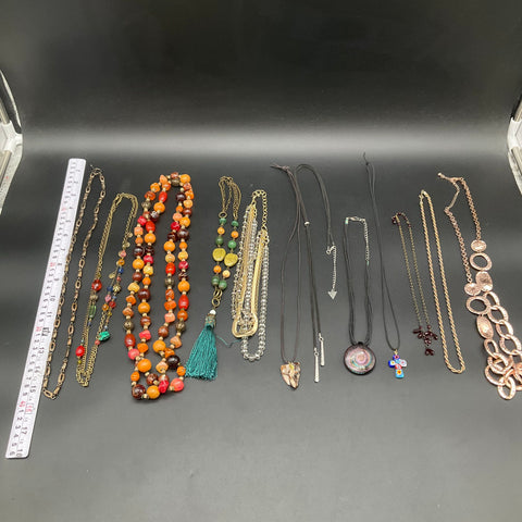Vintage to Modern Mixed Costume Jewelry Lot 1lb 13 Necklaces Guess Beaded