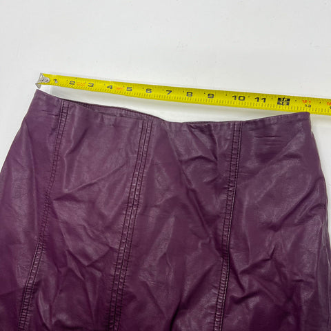 Free People Plum Purple Faux Leather A-Line Mini Skirt Women's Size 6