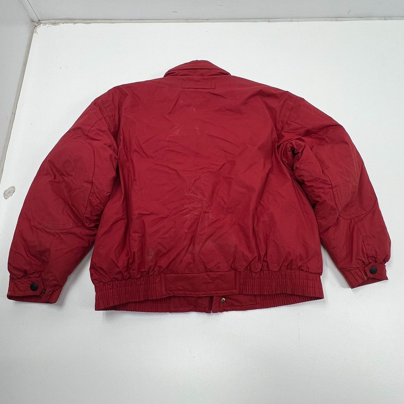 Vintage 90s Forest Club Red Down Feather Puffer Bomber Jacket Coat Men's L