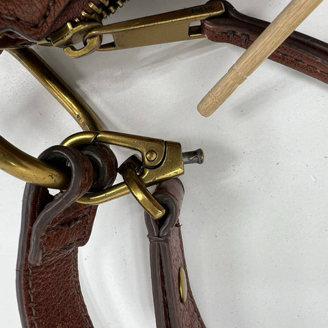 Fossil Brown Pebbled Leather Hobo Shoulder Bag Brass Hardware