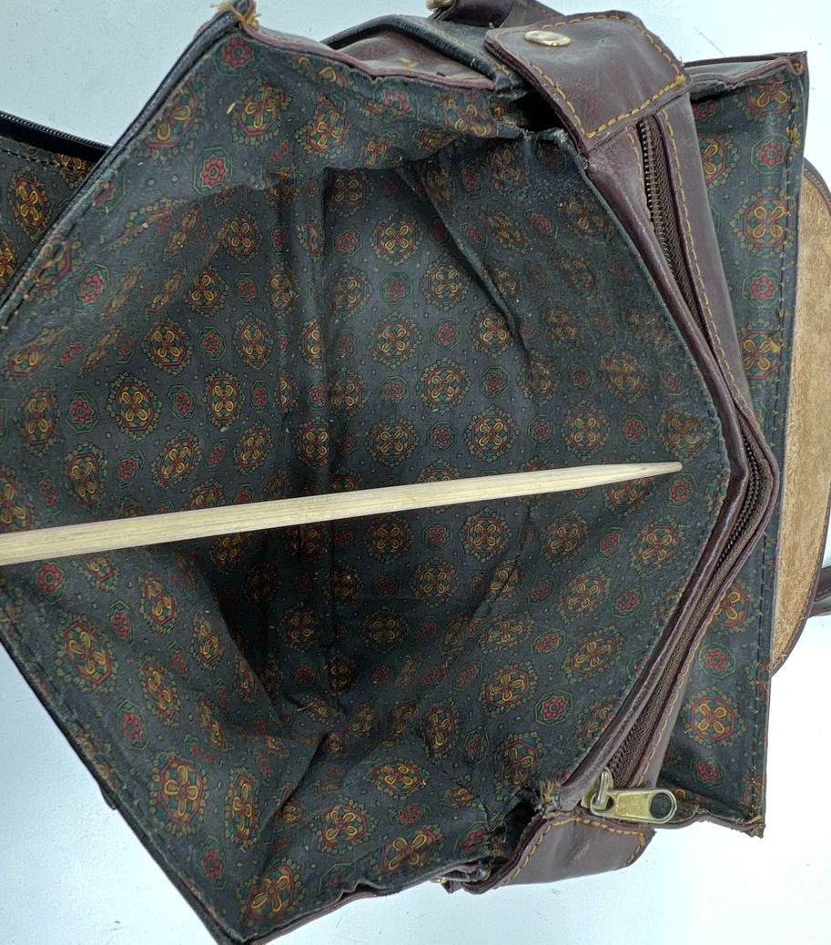 Vintage 80s Polo Player Logo Brown Black Satchel Crossbody Bag Gold Hardware