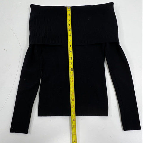 Wilfred Women's Thais Sweater Black Off The Shoulder Ribbed Knit Size S