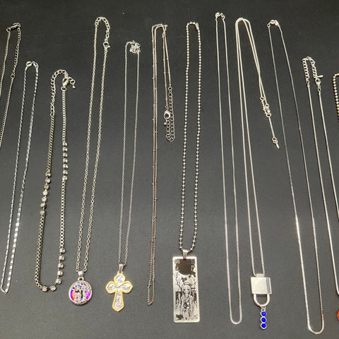 Modern Silver Tone Fashion Jewelry Lot of 15 Necklaces Pendants Spongebob Faith