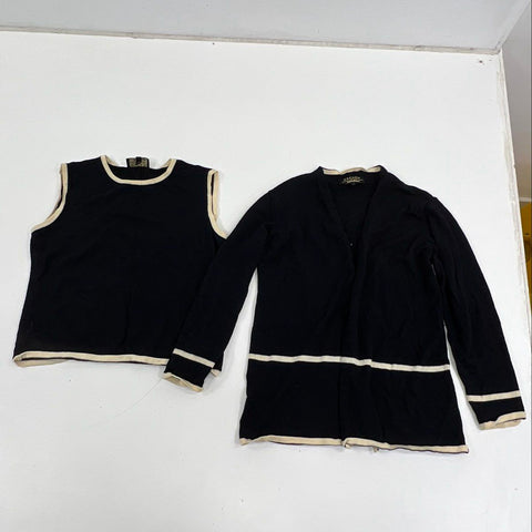 Escada Women's Vintage 90s Wool Sweater Set Black Mismatched Sz 38 44