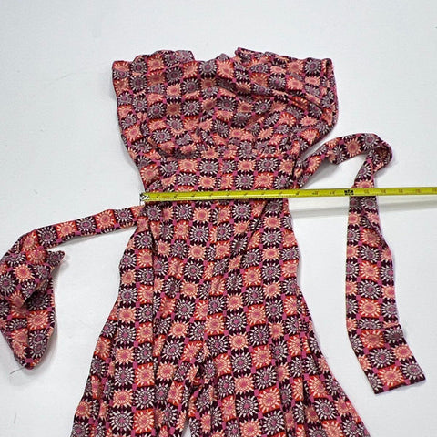 Free People Women's Pink Orange Geometric Wide Leg Halter Jumpsuit Sz XS NWT