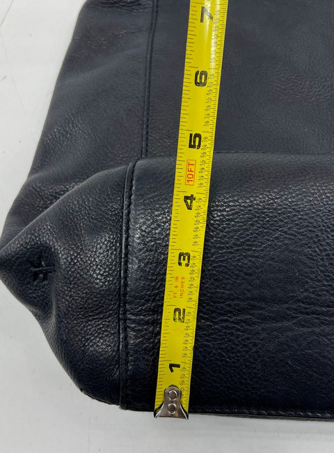 Frye Black Pebbled Leather Hobo Shoulder Bag Grommet Strap Brass Hardware