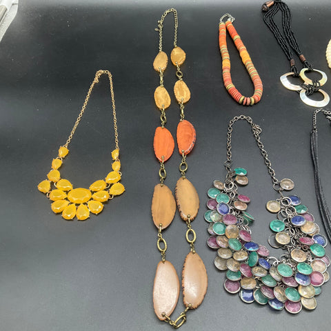 Statement Fashion Jewelry Lot 9 Beaded Bib Pendant Boho Eclectic Necklaces