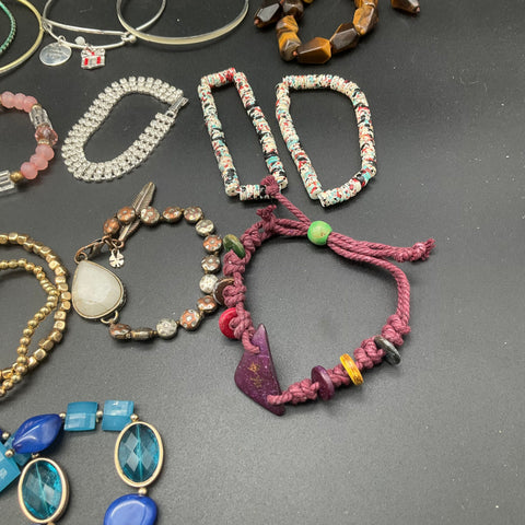 Vintage & Modern Jewelry Lot 30+ Mixed Bracelets Bangles Beaded Boho Cuff