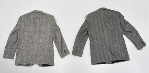 Lot of 2 Vintage 90s Oscar de la Renta Men's Blazers Plaid Herringbone Gray