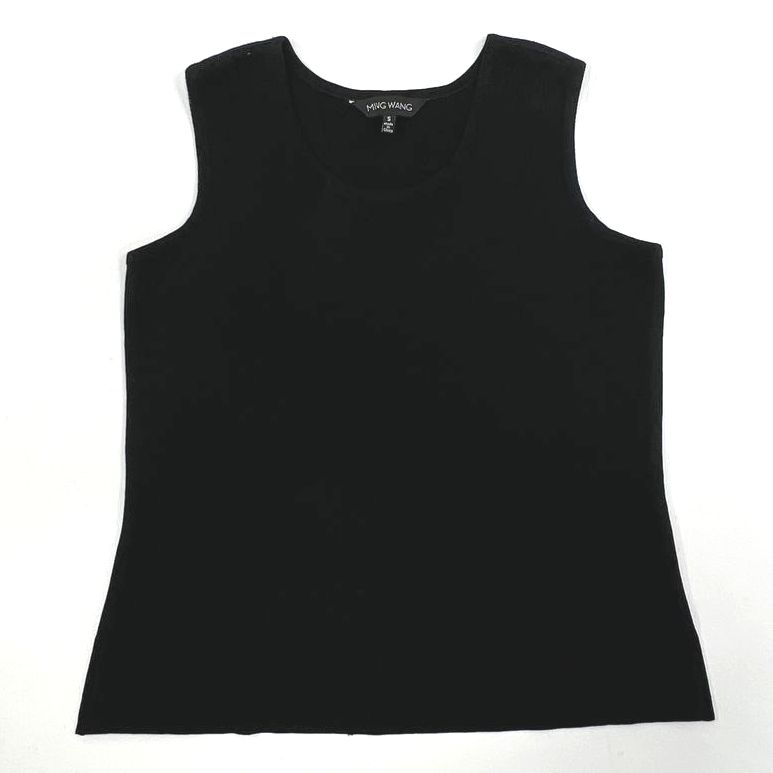 Women's Ming Wang Black Knit 90% Acrylic Pullover Tank Top - Size Small