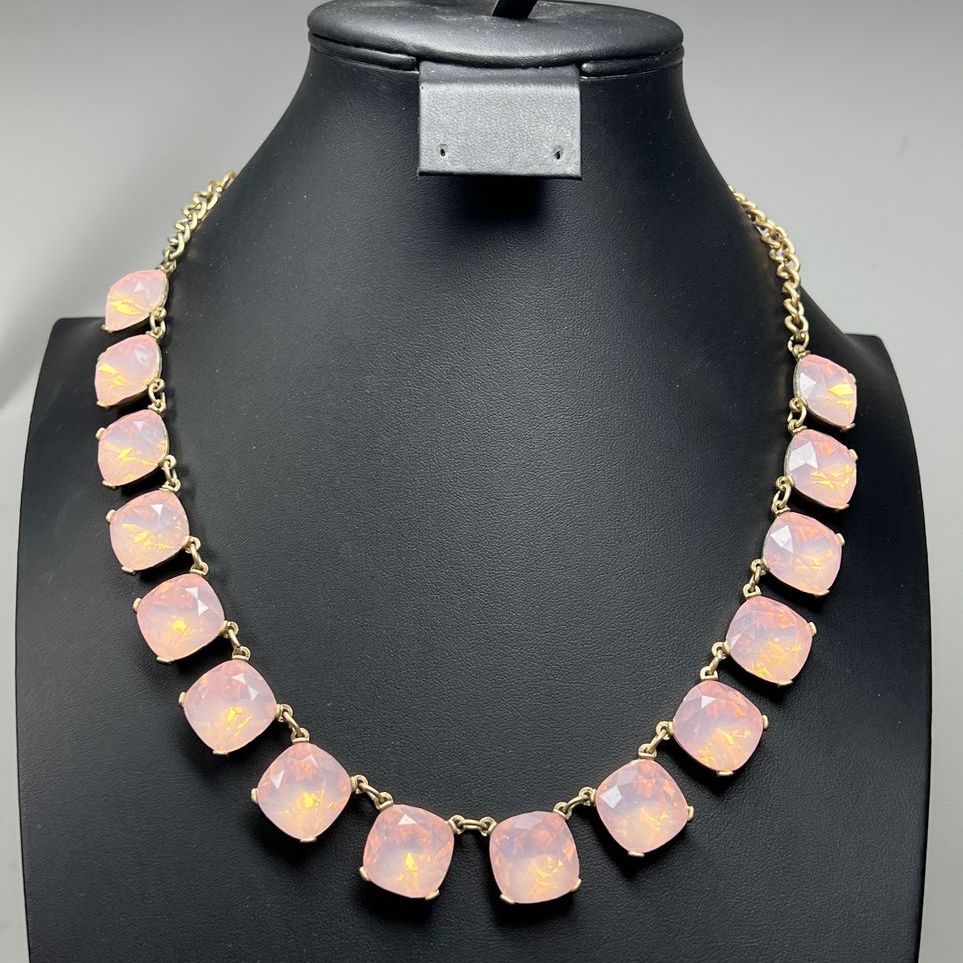 Plunder Pink Rhinestone Gold tone Statement Necklace