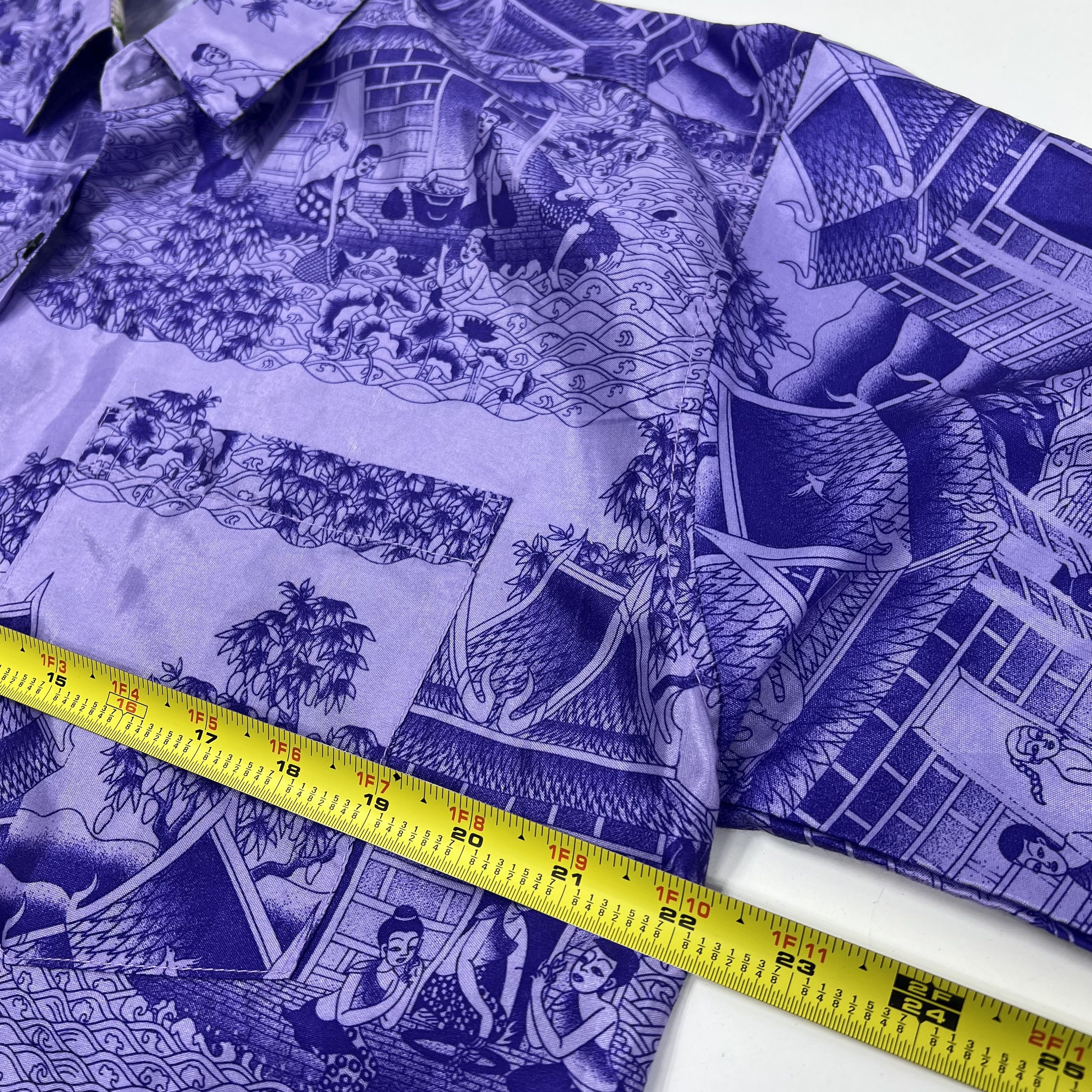 Thai by Siew Chang Huat Silk Collection Purple Button Up Shirt Size Large