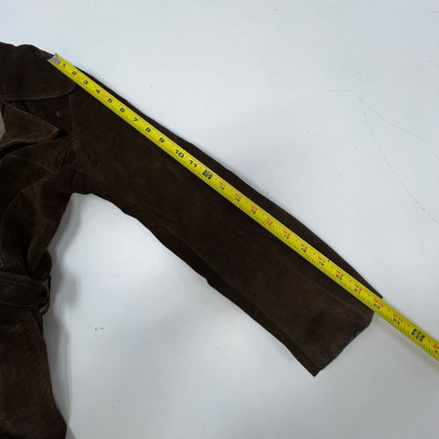 Vintage 70s Leather King Suede Trench Coat Jacket Union Made Canada Sz 11/12