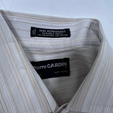 Vintage Pierre Cardin Men's Long Sleeve Button Up Shirts Lot 2 Mauve Beige 15.5