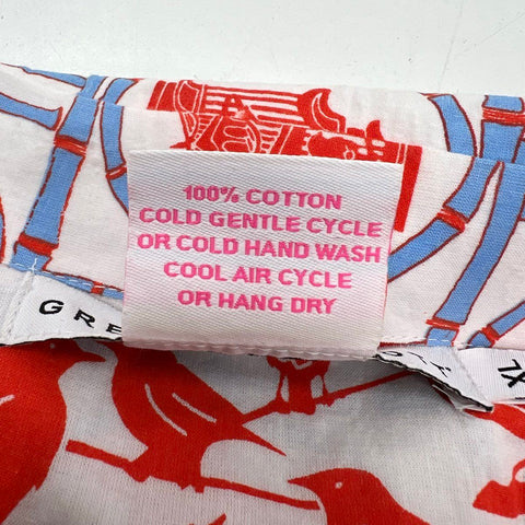 Gretchen Scott Chinoiserie Bird Cage Print Cotton Button Up Shirt Women's XL