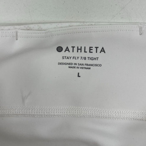 Athleta White Stay Fly Reflective Snake 7/8 Tight Leggings Women's Size L NWT