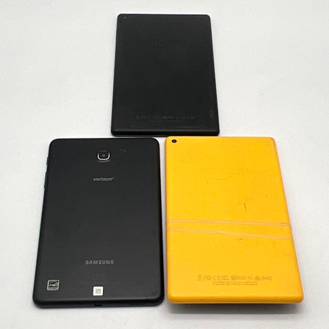 Amazon Fire & Samsung Verizon Tablet Lot 3 Piece Tested Working With Cable